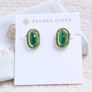 Kendra Scott Gold Green Mix Stud Earrings - Baguette Ellie